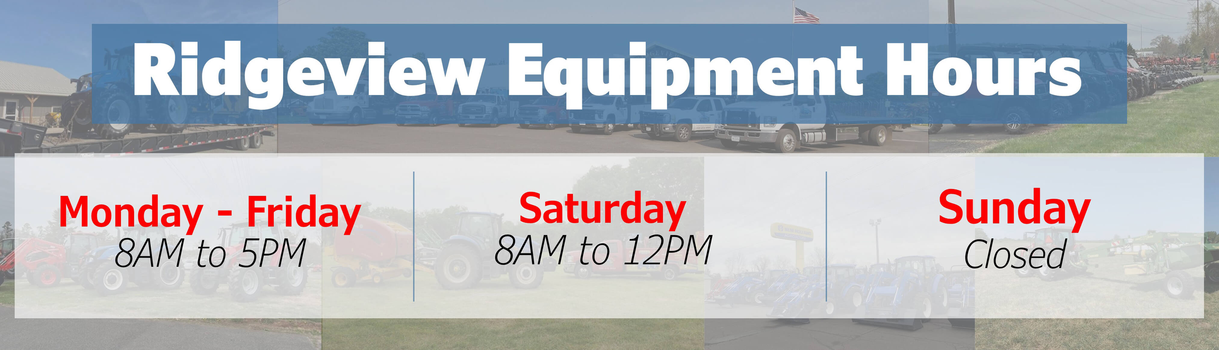 Ridgeview Equipment Hours